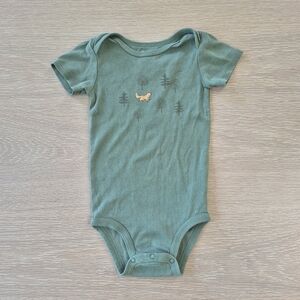 Toddler 18 Months Carter's Sage Green Short-Sleeve Fox One-Piece Bodysuit